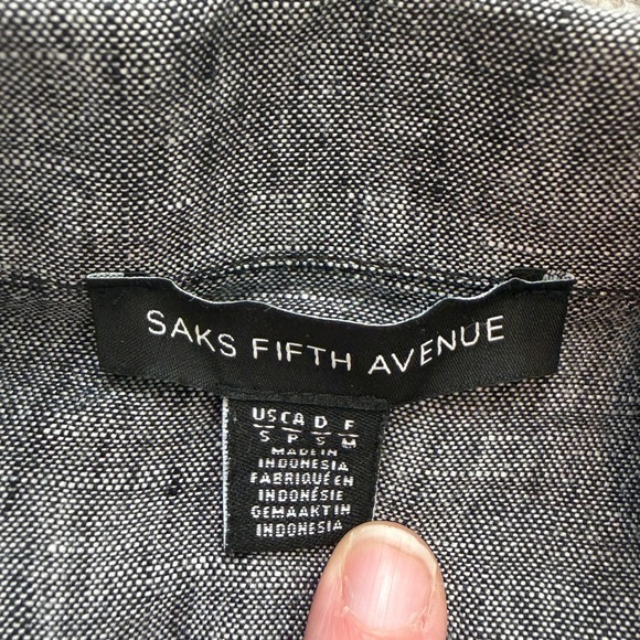 Saks Fifth Avenue Linen Blazer Womens S Gray Unstructured Lagenlook Open Casual - Picture 4 of 7